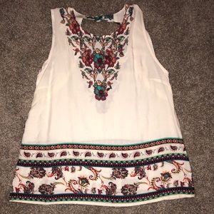 Cute floral white tank top